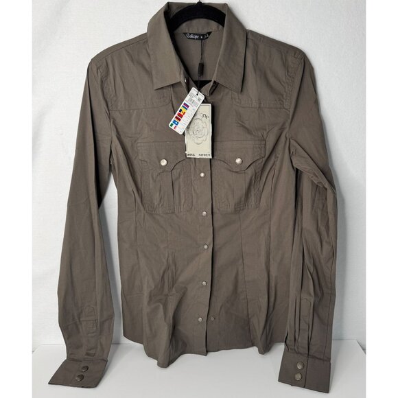 Calliope Womens Dark Olive Long Sleeve Button-Up Shirt XL Cotton Blend - Picture 1 of 15